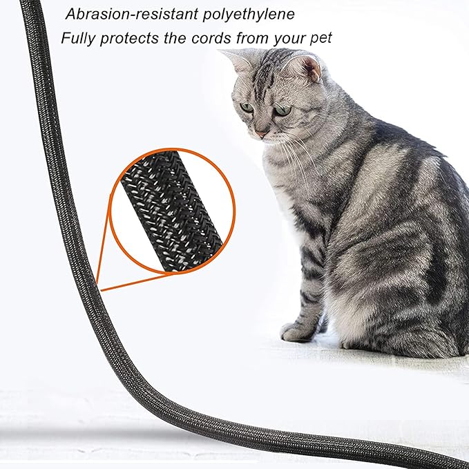 CrocSee 25ft - 3/4 inch Braided Cable Management Sleeve Cord Protector - Self-Wrapping Split Wire Loom for TV/Computer/Home Theater/Engine Bay - Black