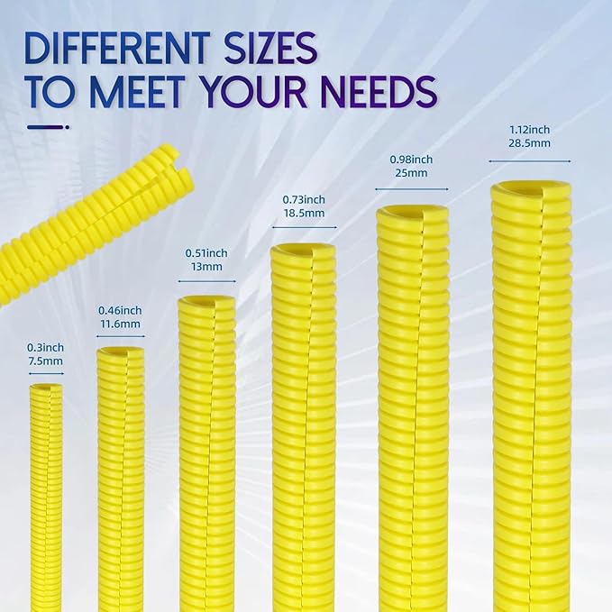 Split Wire Loom Tubing, 10,25ft Cord Protectors from Pets No Chew, Flexible Wire Covers Cord Protectors, Protective Split Cable Sleeve for Automotive Home Industrial Wires(Yellow, 0.98inch-25ft)