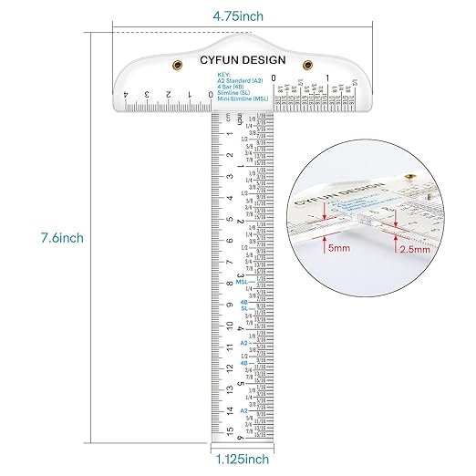 6 Inches Acrylic Clear T-Square Ruler,5 Pack,T Square Ruler,Transparent,T Ruler,for Crafting Drafting and General Layout Work Art Framing & Drafting Scrapbooking Crafting Arts Crafts Supplies Tools