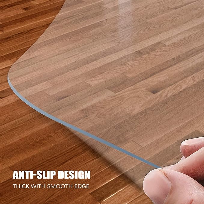 Kuyal Clear Chair Mat, Hard Floor Use, 57" x 44" Transparent Office Home Floor Protector mat Chairmats (57" x 44" Rectangle)