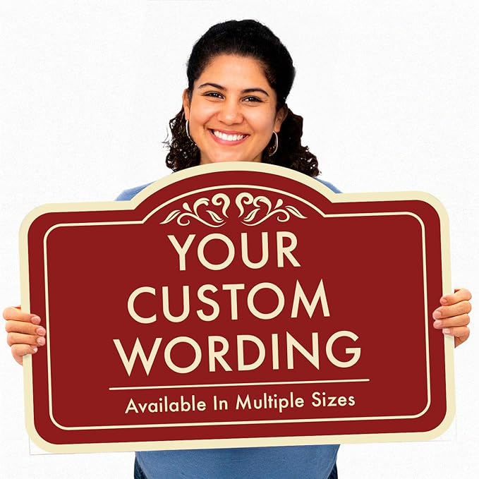 Custom Decorative Outdoor Metal Sign - Personalized Aluminum Driveway Sign, Waterproof, Made In USA - Design 1 Red Brick 12x8 In