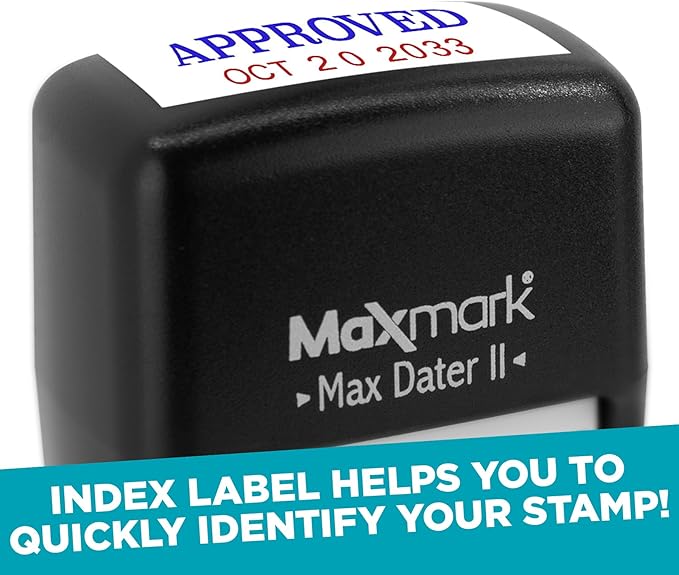 MaxMark Self-Inking Rubber Date Office Stamp with DEPOSITED Phrase & Date - RED Ink (Max Dater II), 12-Year Band