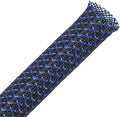 25ft - 1/2 inch PET Expandable Braided Sleeving – BlackBlue – Alex Tech Braided Cable Sleeve