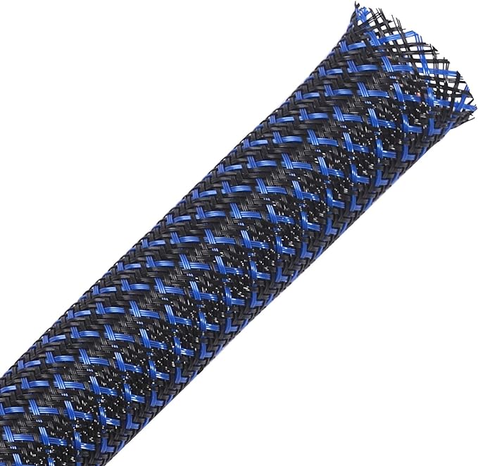 100ft - 1 inch PET Expandable Braided Sleeving – BlackBlue – Alex Tech Braided Cable Sleeve