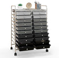 Happygrill 20-Drawer Organizer Cart Tools, Mobile Utility Storage Cart with Removable Drawers & Lockable Wheels, Rolling Storage Cart with wheels for Home Office School (Gradient Grey)