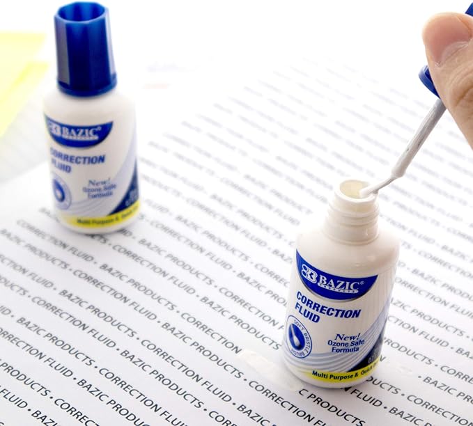 BAZIC Metal Tip Correction Pen & Correction Fluid (2/Pack) (Case of 144)