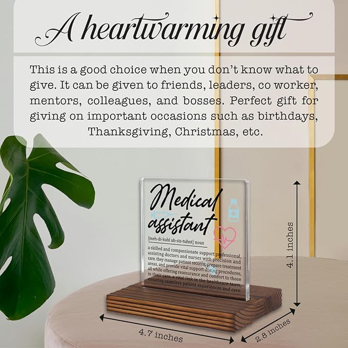 Medical Assistant Gifts, Thank You Appreciation Gifts forMA Professionals Week Graduation Birthday Christmas Clinic Patient Care Team Office Desk Decor Decorative Signs Plaque PA012