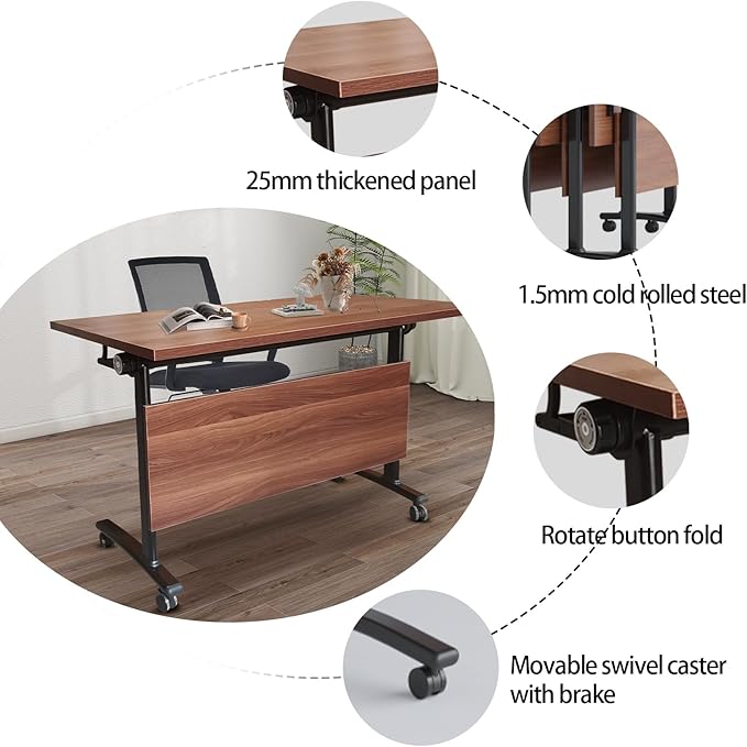czxhaery Conference Room Table,Flip Top Conference Table The Folding Conference Table with Silent Wheels is Convenient and Fast,Mobile Training Table (4pack 120 * 60 * 75)