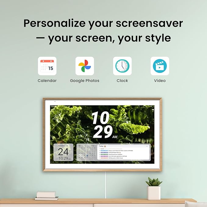 ApoloSign 21.5" Digital Calendar: Dual Mode Calendars with Google Play & Multi-calendar Sync, Electronic Planner & Chore Chart, Smart Touchscreen, Interactive Display for Family Schedules (Teak Wood, 21.5-inch)