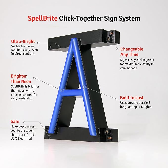 SpellBrite CASHIER Sign | Directional Sign with Neon Look, Blue LED Light Source | 25.4" x 6.3"