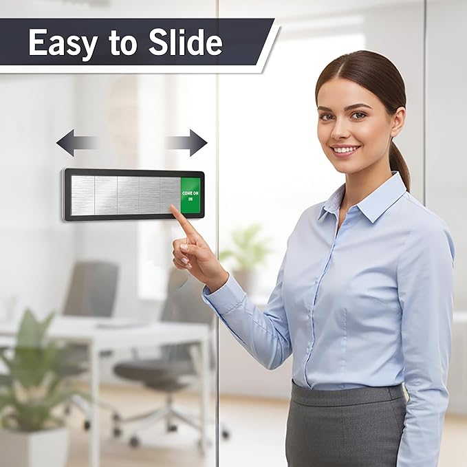 Office Door Signs-Meeting in Progress Door Sign with 6 Options, Do Not Disturb, In a Meeting, Out of Office, Working from Home, Come on in, Back Soon, Business Privacy Sign Shows the Status of the Person Inside the Room