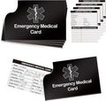 4 Pack Emergency Medical Information Id Card Red Medical Condition and Emergency Contact Id Wallet Card Medical Alert Wallet Card Pocket Size Medication List and Medical Cards for Caretakers (Black)