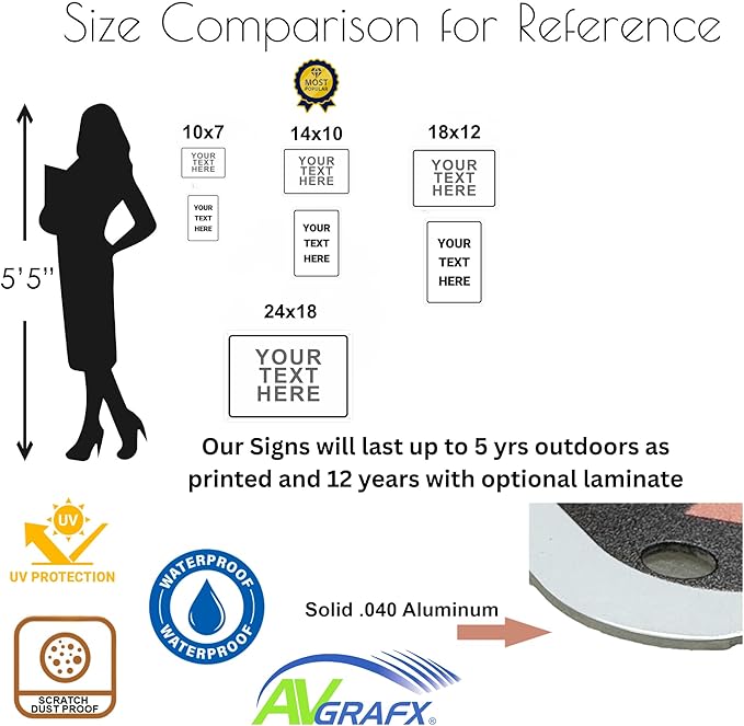 Custom Signs Outdoor Metal for Home Office Business, Personalized, Door, Porch, Delivery, Man Cave, Shop, Garage, Street. For Outside or Inside Use. Our Metal Signs Are UV Printed Solid Aluminum Solid, 14x10 inches