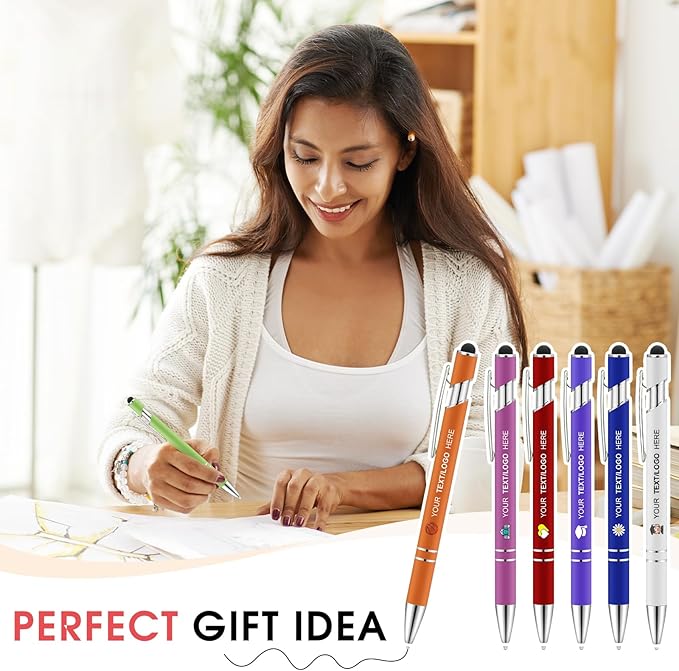 ENOMY Personalized Pens Bulk Free Engraved with Logo/Name/Message Black Ink Custom Pens Customized Stylus Ballpoint Pens Ideal Gifts for Business Anniversary (80)
