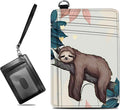 BWEGRHE Small Travel Wallets, Sloth Slim Minimalist Front Pocket Wallet with Wristlet, RFID Blocking PU Leather Credit Card Holder with ID Window Change Purse for Men Women