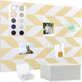 Smarpau Large Cork Board for Walls, 12 Pack Square Bulletin Board, 48"x36" Pin Board with Pushpins Removable Security Stickers, Felt Wall Tiles for Office Home Decoration-Geometric