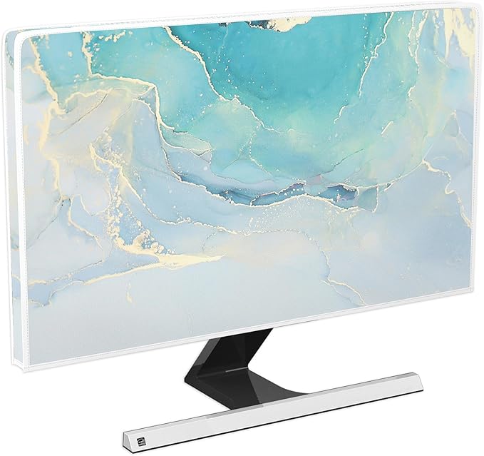 Baocicco Blue Green Marble TV Display Screen Cover 50, 51, 52 Inch Creative Anti-Static Dustproof Monitor Accessories Laptop LCD Cover Modern Screen Television Decoration for LED LCD OLED TVs