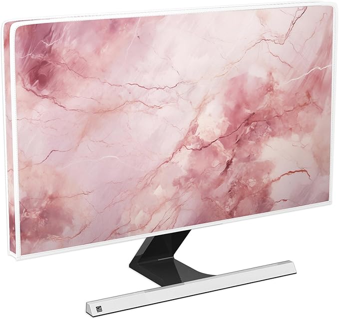 Baocicco Fashion Pink Marble Waterproof Television Cover 58, 59, 60 Inch Full Body Covers for Television Screen Panel Case Computer Sleeve Compatible with PC, Desktop and TV LED LCD OLED