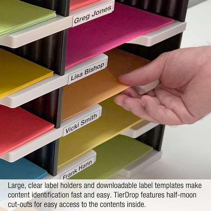 Desktop Organizer 6 Letter Tray Sorter Plus Riser Storage Base & 3 Storage Drawers - Ultimate Office TierDrop Plus Stores All of Your Documents and Supplies in One Compact Modular System