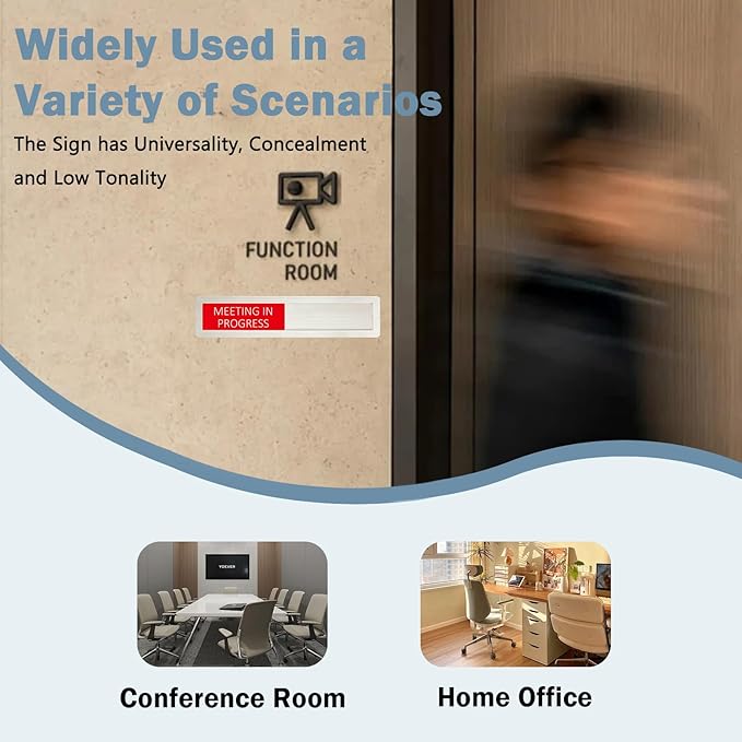 Vacant Meeting in Progress Privacy Sign,Vacant Occupied Sign for Home Office Hotles Hospital Conference Room,Slider Door sign Tells Whether Room Vacant or Occupied,7'' x 1.5'' - Stainless Steel,Silver