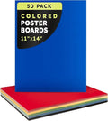 Hygloss Medium Colored Poster Board 11x14 - 50 Assorted Standard Color Poster Boards Bulk Pack - Red, Yellow, Green, Blue, Black - 10 Pt. Thickness Poster Board Paper, Posterboard Multipack 11" x 14"