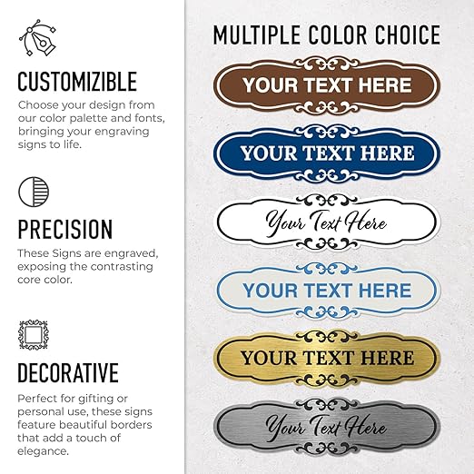 Custom Wall or Door Sign, Personalized Cloud Plaque Engraved Message for Bussiness, Property and Home Indoor/Outdoor, 2x6 Inches, Made in USA by Sigo Signs