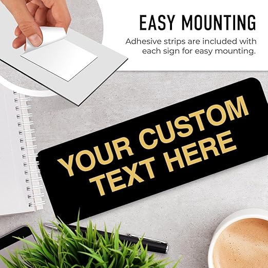 Custom Wall or Door Sign, Personalized Square Plaque Engraved Message for Bussiness, Property and Home Indoor/Outdoor, 2x6 Inches, Made in USA by Sigo Signs