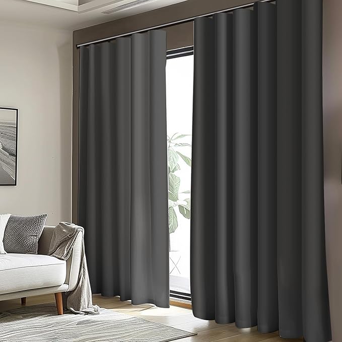 Cbsroro Room Divider Blackout Curtain Track Curtains Wall Dividers Panels Screen for Living Rooms Bedroom Office Privacy Partition Separation, W100 × L120 Inch,1 Panel, Black