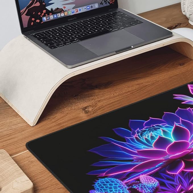Gaming Mouse Pad,Large Mouse Pads for Desk,Non-Slip Rubber Base Extended Mousepad,XXL Keyboard Mouse Mat,Stitched Edges Computer Keyboard Desk Pad,35.4x15.8inch,Colorful Succulents