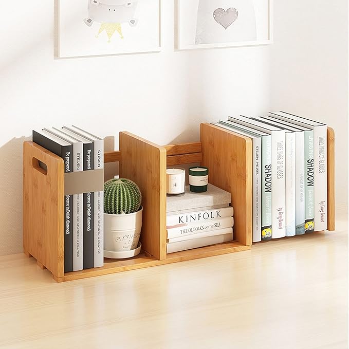 Fox Claw Desktop Bookshelf Expandable Desktop Organizer Counter Bookcase Desk Storage Organizer Display Shelf Rack for Office Supplies, Kitchen,Bathroom