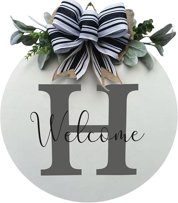 Wood front door sign Wood sign Home decor Welcome sign Sign for front door House warming gift Wedding gift (Personalized Welcome, 18" Width)