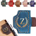 Personalized Mark Bookmark with Pen Holder, Leather Magnetic Book Marker 26 Letters,Custom Initials Page Marks, Gifts for Book Lovers Readers Men Women (Blue, Z)