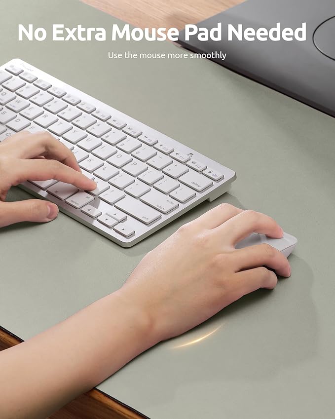 YSAGi Leather Desk Pad Protector, Office Desk Mat, Large Mouse Pad, Non-Slip PU Leather Desk Blotter, Laptop Desk Pad, Waterproof Desk Writing Pad for Office and Home (Olive Beige, 35.4" x 17")