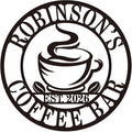 Personalized Coffee Bar Metal Sign, Custom Name Wall Art for Kitchen or Cafe, Coffee Station Decor, Housewarming Gift for Family or Couple, Custom Home Wall Ornament