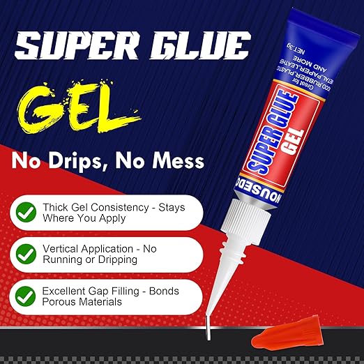 48 x 3g Super Glue Gel, Fast Strong Adhesive, Strong Cyanoacrylate (CA) Glue for Plastic, Metal, Ceramic, Leather, Wood, DIY Crafts and More – Quick Dry, Thick Formula, All-Purpose Instant Bond