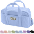 Sooez Large Pencil Case Pouch, Extra Big Pencil Bag with 5 Compartments, Pen Bag Wide Opening, Soft Corduroy Pencil Pouch Organizer with Zipper, Cute Aesthetic School Supplies for Girls-Light Blue