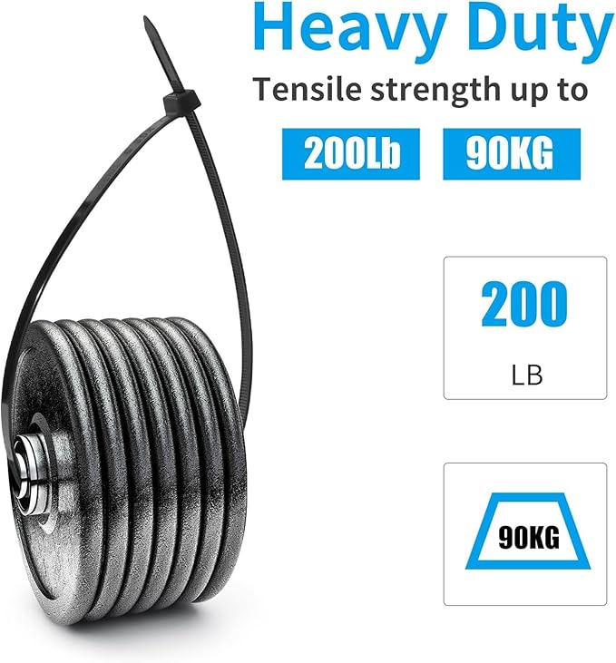XINGO 24 Inch Black Large Zip Ties Heavy Duty 500 Pack, 200 LBS Ultra Strong Plastic Wire Ties, Large Cable Ties Extra Long Tie Wraps, Indoor and Outdoor UV Resistant