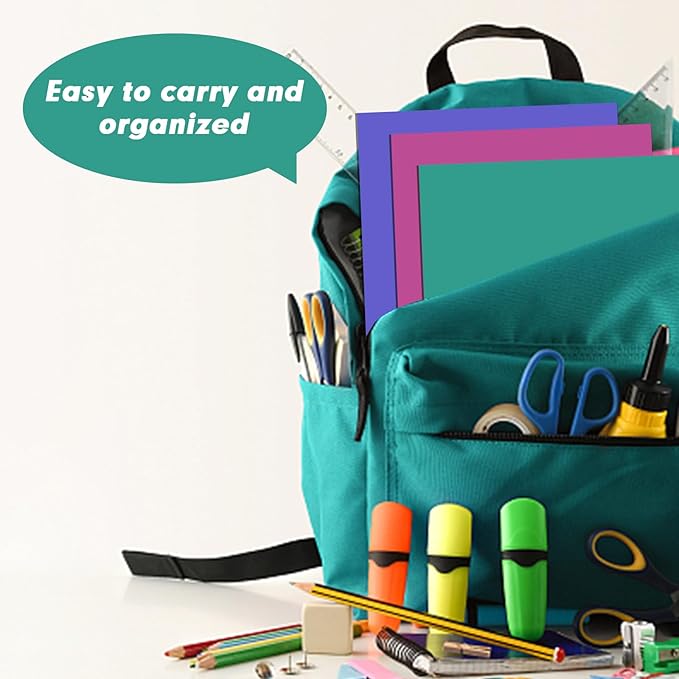 Two Pocket Folders, RAZCC 50 Pack 2 Pocket Folders Fit Letter Size Paper, Paper Folders with Pockets for School Office Business Home (Assorted 5 Colors)