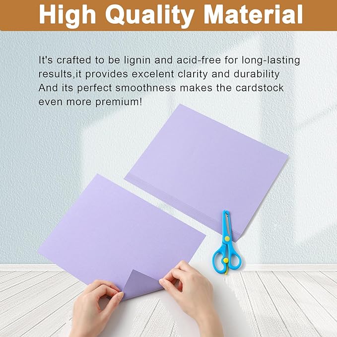 Silunkia 40 Sheets Light Purple Cardstock 8.5 x 11 Certificate Paper, 75lb Premium Lavender Card Stock Printer Paper for DIY Cards Making, Greeting Cards, Wedding Invitations, School Crafting