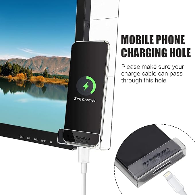 Multifunction Computer Monitor Memo Board - Transparent Computer Side Panel Memo Creative Monitor Side Panel with Phone Holder Suitable for Office Home Desktop，Left and Right (2pcs)