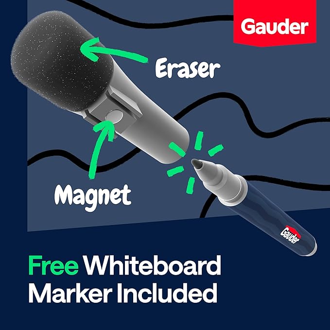 GAUDER Magnetic Dry Erase Labels | 30x Magnetic Labels (3 Inches x 1 Inch) | Dry Erase Magnets for Classroom, Whiteboard and Blackboard