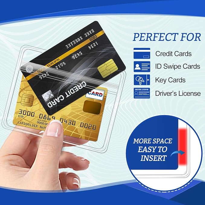 200 Pcs Clear Plastic Horizontal Name Badge ID Card Holders