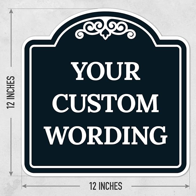 Custom Decorative Sign, Personalized Metal Sign for Business, Driveway, Home, Airbnb, Office Door Plaque, Black Background, 12x12 Inches, ACM, Fade Resistant, Made in USA