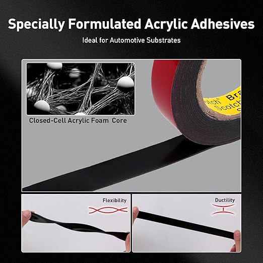 Automotive Acrylic Plus Attachment Tape 0.39" x 18Ft Made of 3M Pack of 2 Double Sided Tape PT1100 Heavy Duty for Moldings Claddings Panels Pads and Other Car Automotive Applications