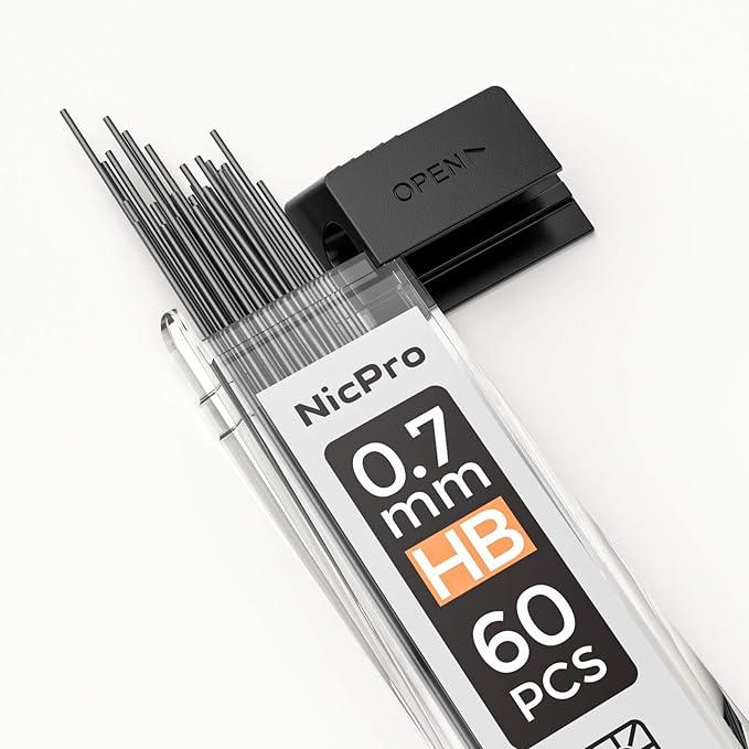 Nicpro 1200 PCS Lead Refills 0.7mm HB #2 Break Resistant Mechanical Pencil Refills 0.7 mm, 60 Pack Per Tube, 20 Tubes