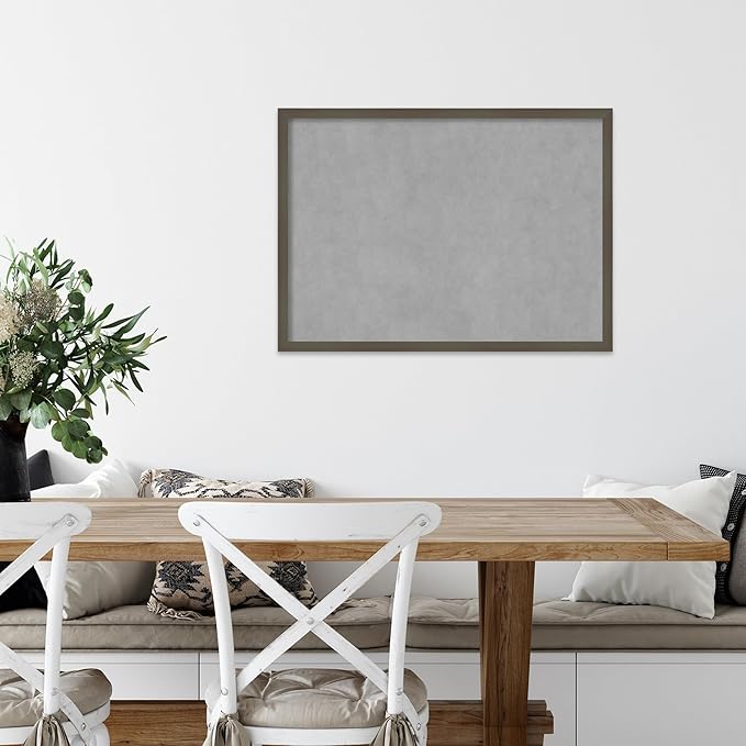 Amanti Art Grey Framed Magnetic Board 21x29 Medium Vision Board for use with Magnets, 100% Metal Sheet to Display Items as Office Decor or for Home Organization in mudroom, Kitchen or Kids Room