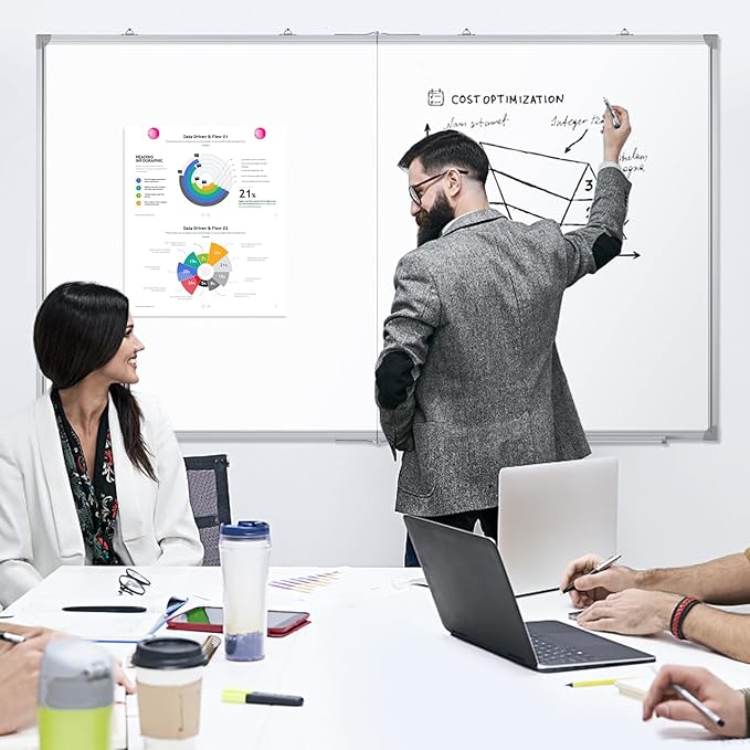 DOLLAR BOSS Large White Board 60 x 40 Inch Foldable Magnetic Whiteboard for Wall, Portable Double Sided Dry Erase Board, Aluminum Frame Message Board for School, Office, Classroom with Eraser, Markers