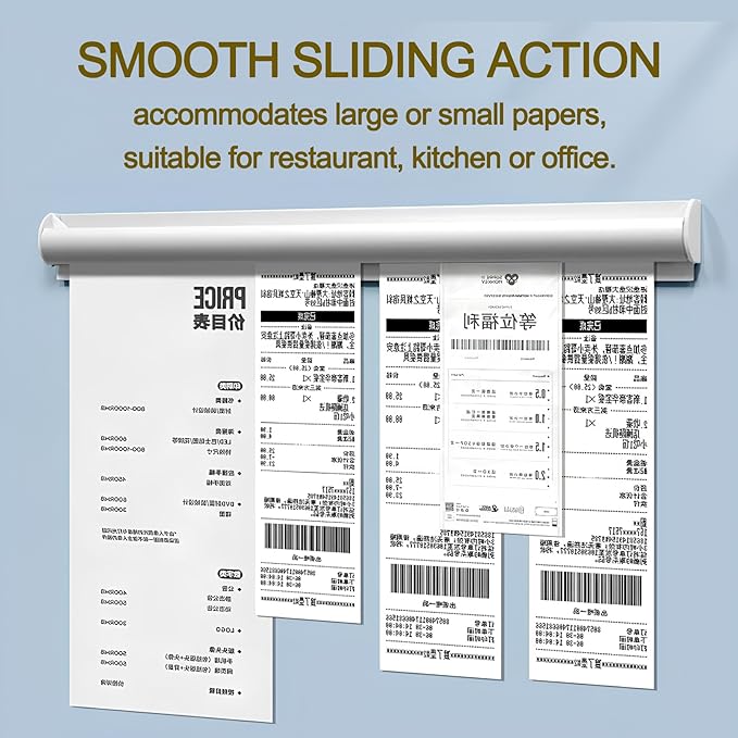 2 Pack Ticket Holders Receipt Holder for Restaurant, No Drill Restaurant Order Ticket Holders for Kitchen Office Walls Refrigerator Home Pubs Bars Cafes(12 Inch, Sliiver, 2p)