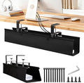 Under Desk Cable Management Tray, 36-Inch Heavy Duty No-Drill Clamp & Screw Mount Cord Organizer, Holds Power Strip & Large Adapters for Home Office, Gaming Desk, Study Room