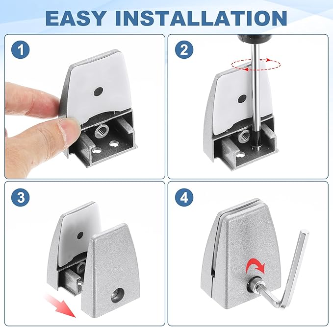 PATIKIL 1.7x1.3x2.4" Desk Divider Support Clamp, 8 Pcs Aluminum Desk Shield Clamp Desk Divider Partition Clamp Sneeze Guard Clamp Bracket for Office Home Desk Panel, Black